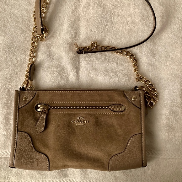 Coach Handbags - Coach Mickie Suede + Leather Crossbody Bag